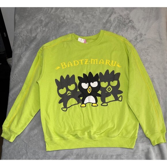 Badtz-Maru Sweatshirt large Lime Green Crewneck Sweatshirt Unisex By Sanrio - Picture 1 of 13
